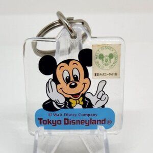 Vintage Walt Disney Company Tokyo Disneyland Mickey Mouse Square Keychain 1.5"